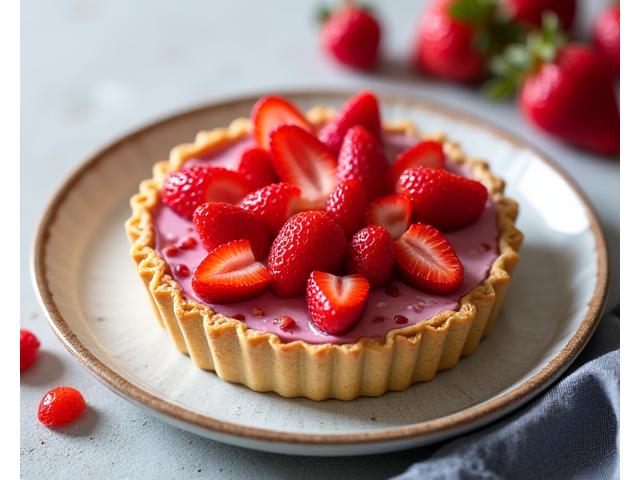 Tarte aux fraises et rhubarbe de saison