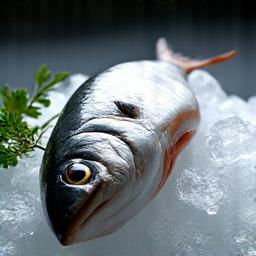 Poisson frais et entier sur de la glace, présentant une qualité de source durable.