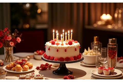 Célébration d'anniversaire VIP avec gâteau élégant et décorations festives