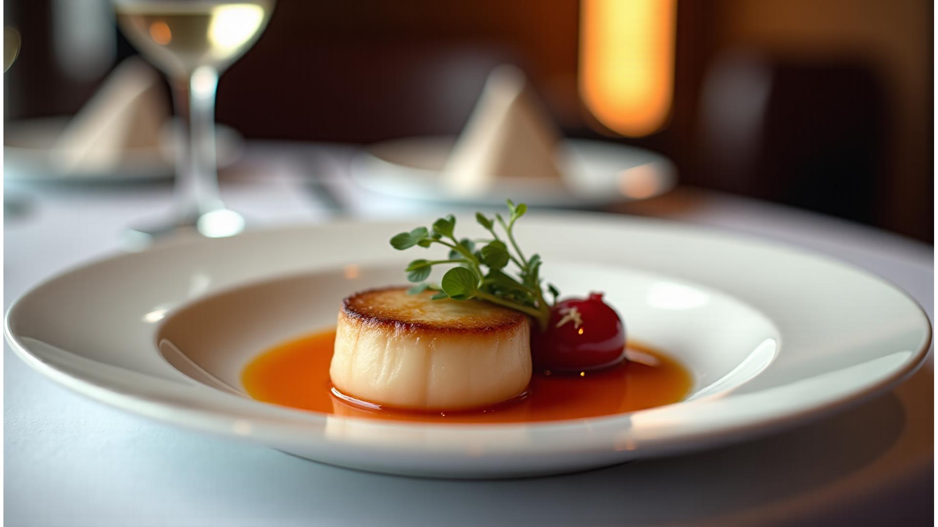 Plat gastronomique raffiné dans un cadre élégant de L'Arbre Gourmand à Lyon