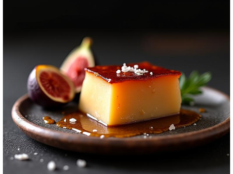 Foie gras frais sur une planche en bois avec herbes aromatiques
