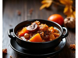 Ragoût de gibier avec champignons sauvages et courges