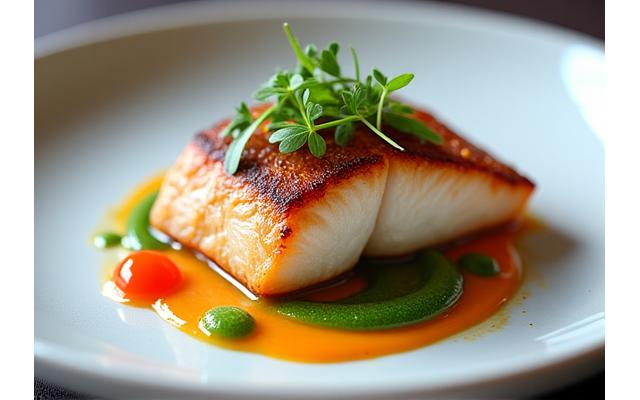 Plat du jour élégamment dressé avec des ingrédients frais de saison